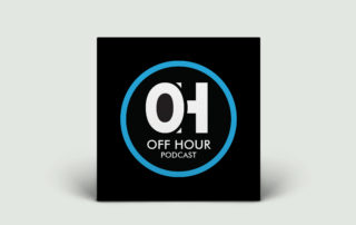Off Hour podcast cover on vinyl mockup